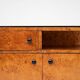 Pair of Art Deco nightstands in burlwood with black lacquered top