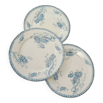 3 assiettes plates U&C Sarreguemines "Royat"