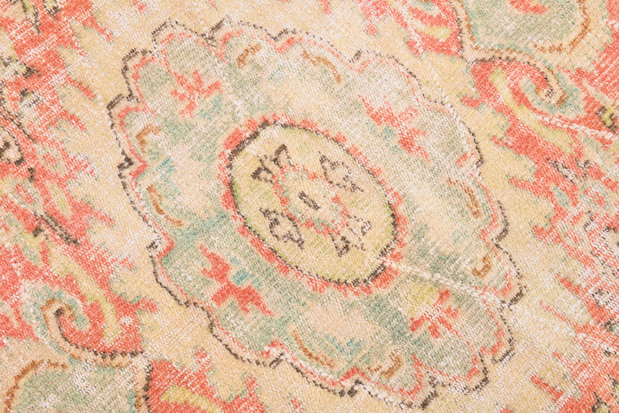 Peach red & beige handmade vintage rug, 175x251cm