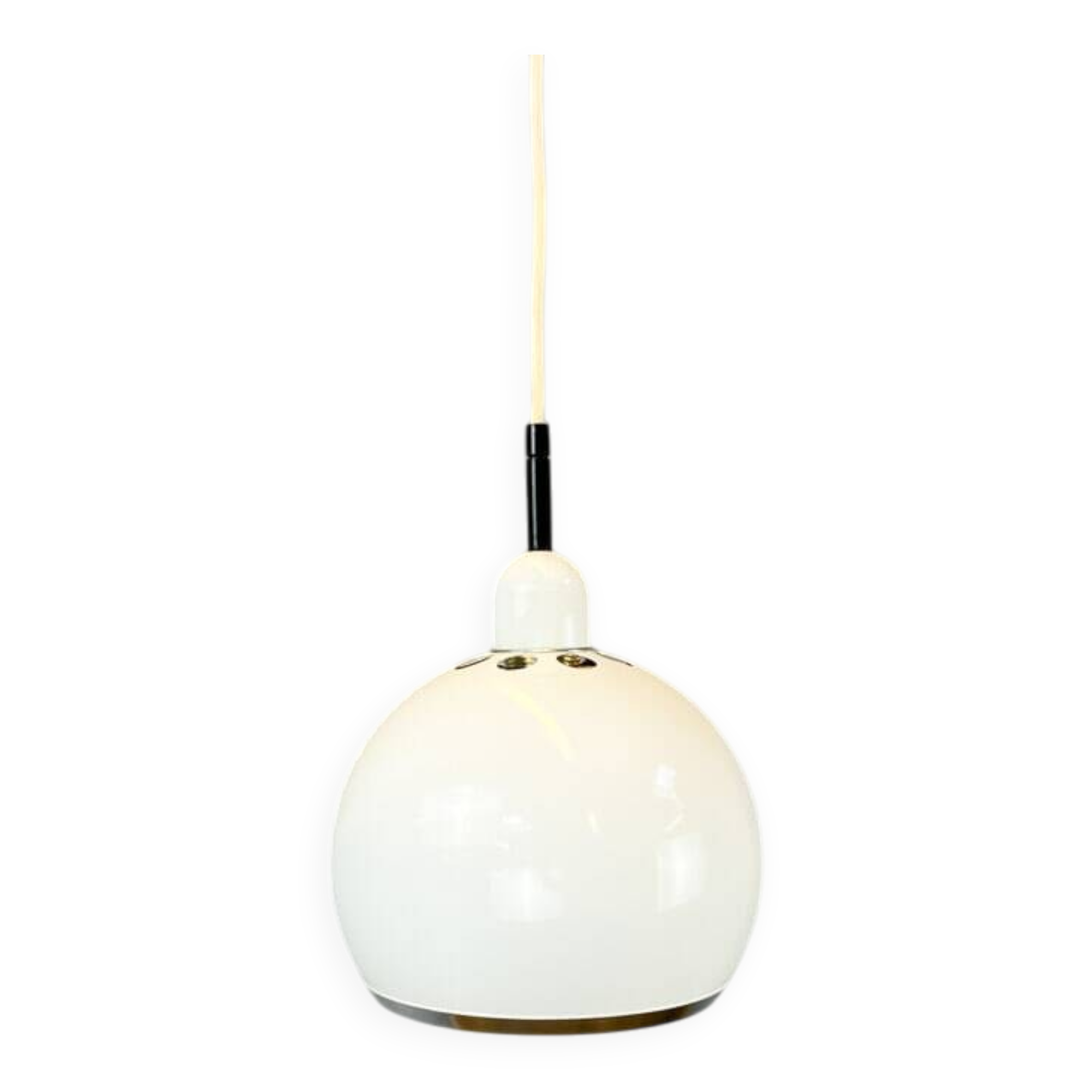Ball light, white lacquered metal, vintage from the 70s