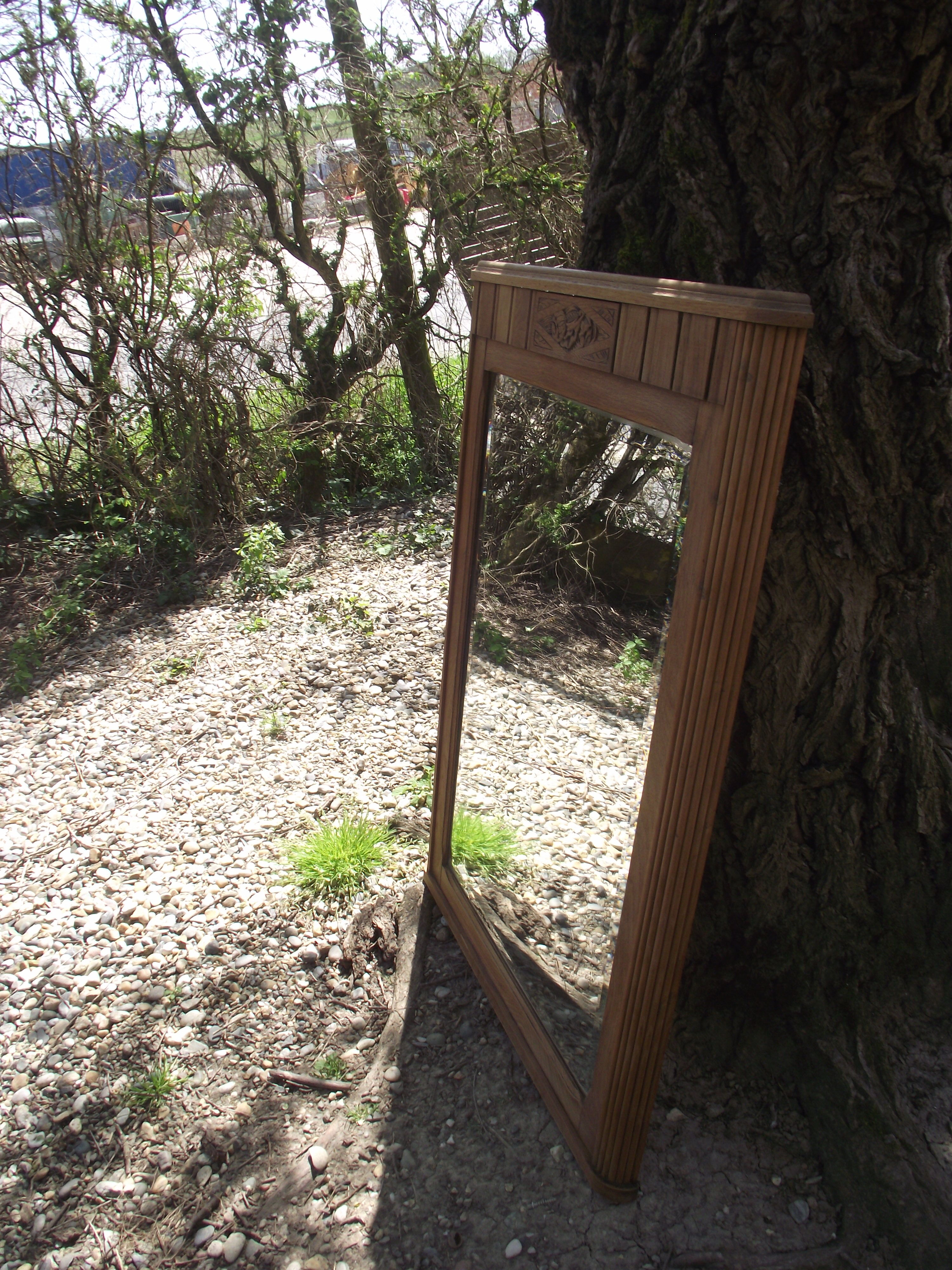 Mirror period art deco oak carved