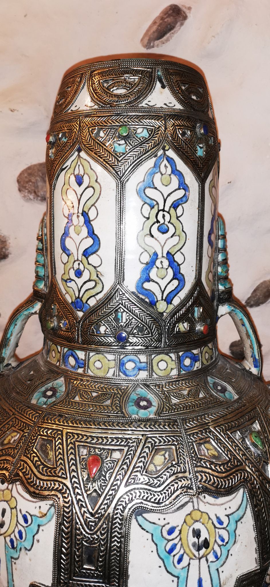 Vase potiche  en ceramique et argent orientaliste Maroc