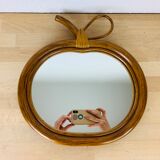 Vintage rattan apple mirror 33x34cm