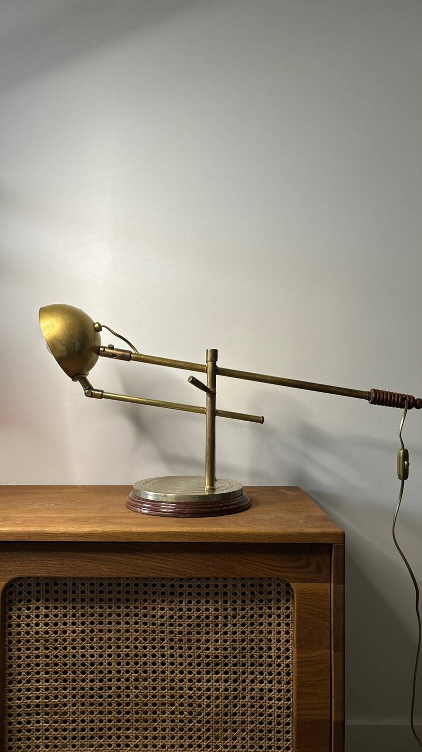 Adjustable brass desk lamp 1940s France