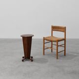 Art Deco round Oak Side Table, France 1930s