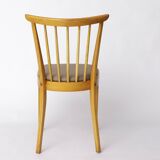 Vintage Beech Wood Kitchen Chair – 1960s German Design, Grey Upholstery
