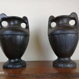 Pair of signed ceramic vases from the art nouveau period circa 1900