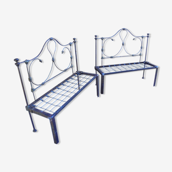 Pair of wrought iron benches