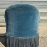 Fauteuil crapaud en velours bleu