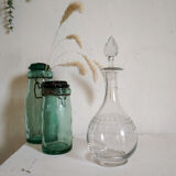 Old wine carafe in glass worked