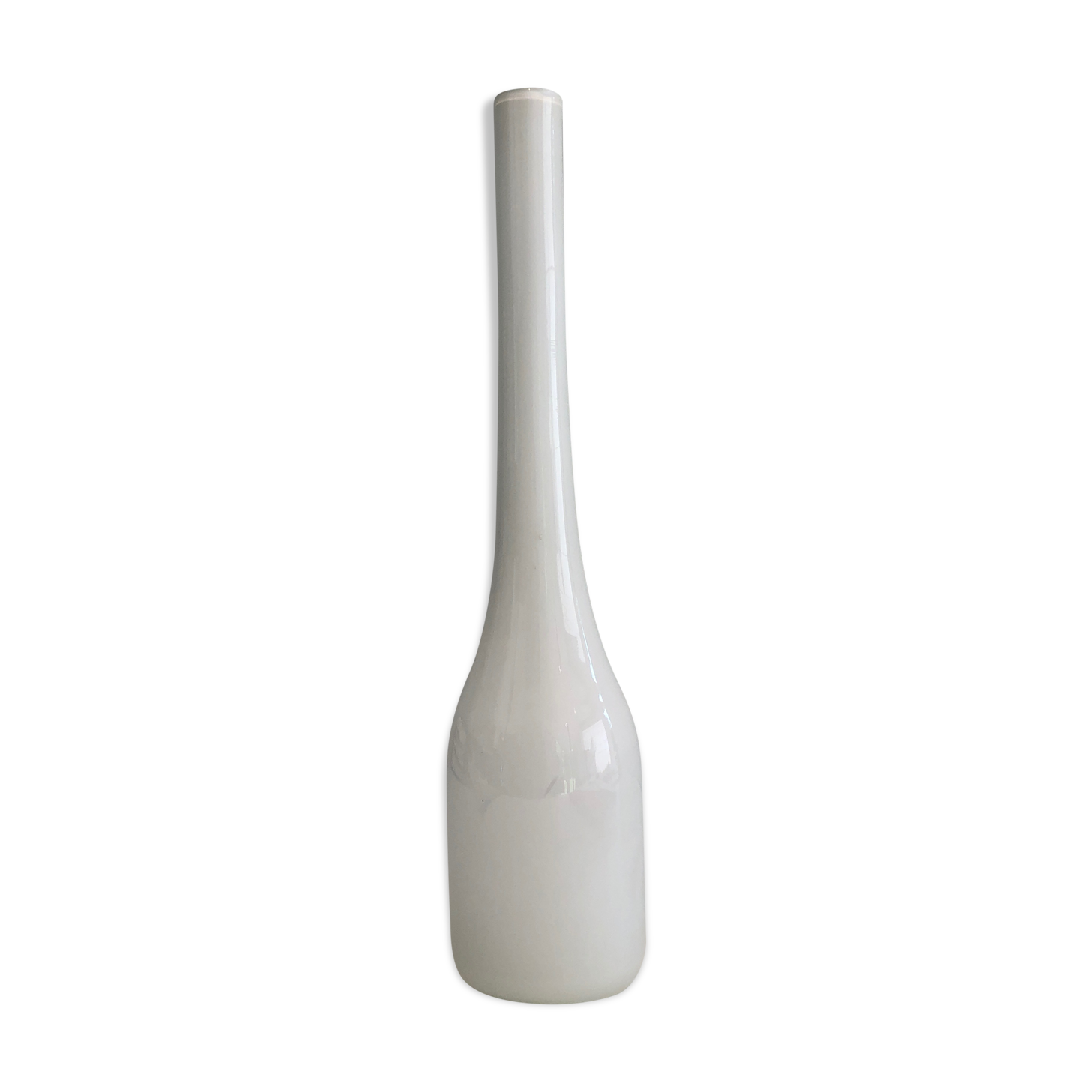 White opaline glass vase
