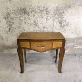 Vintage oak and elm burl bedside table