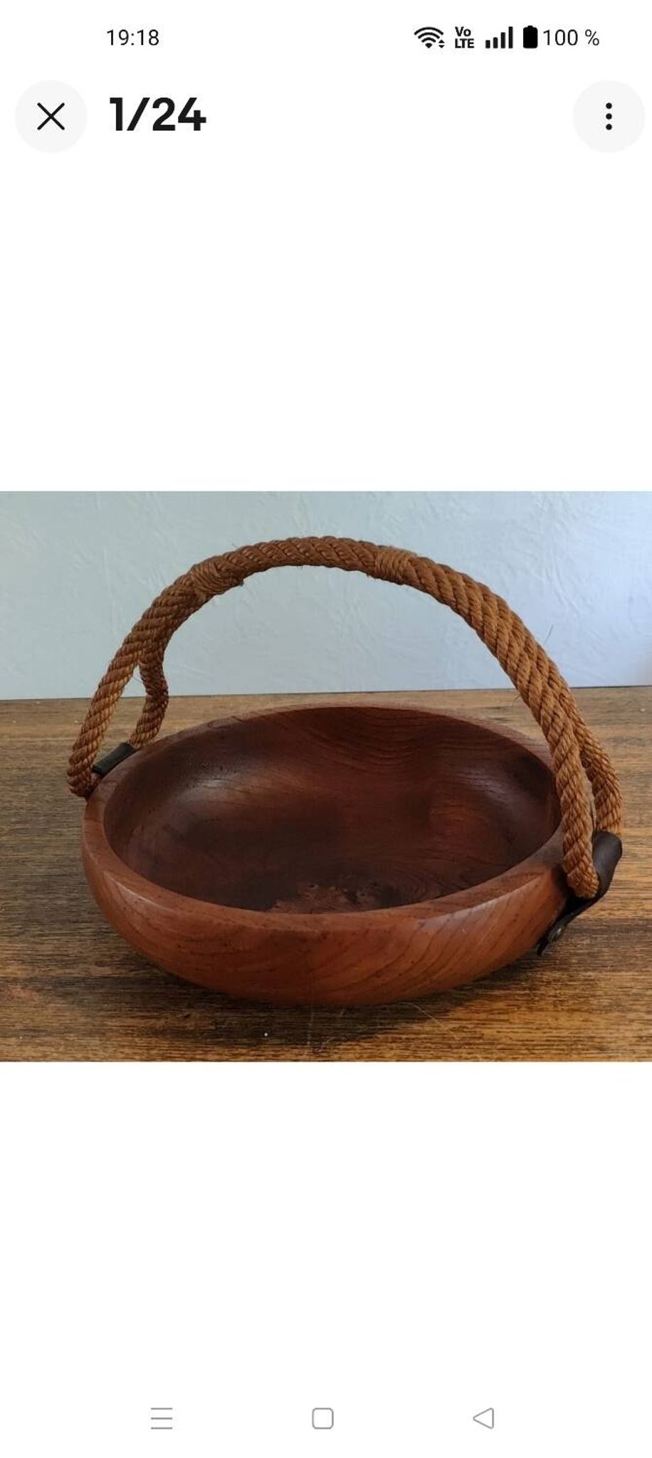 Adrien Audoux and Frida Minet rare basket in solid oak and cordage.