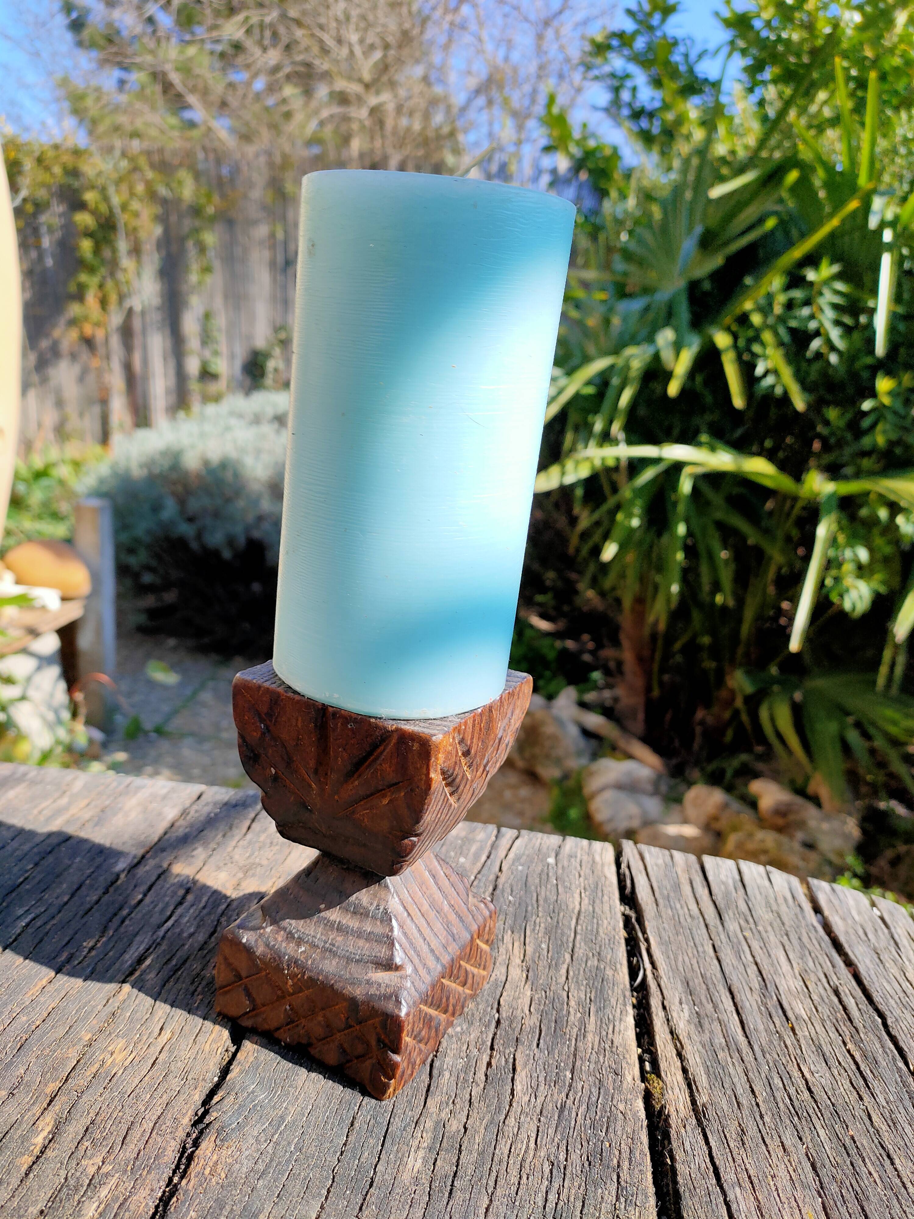 Wooden Brutalist candle holders