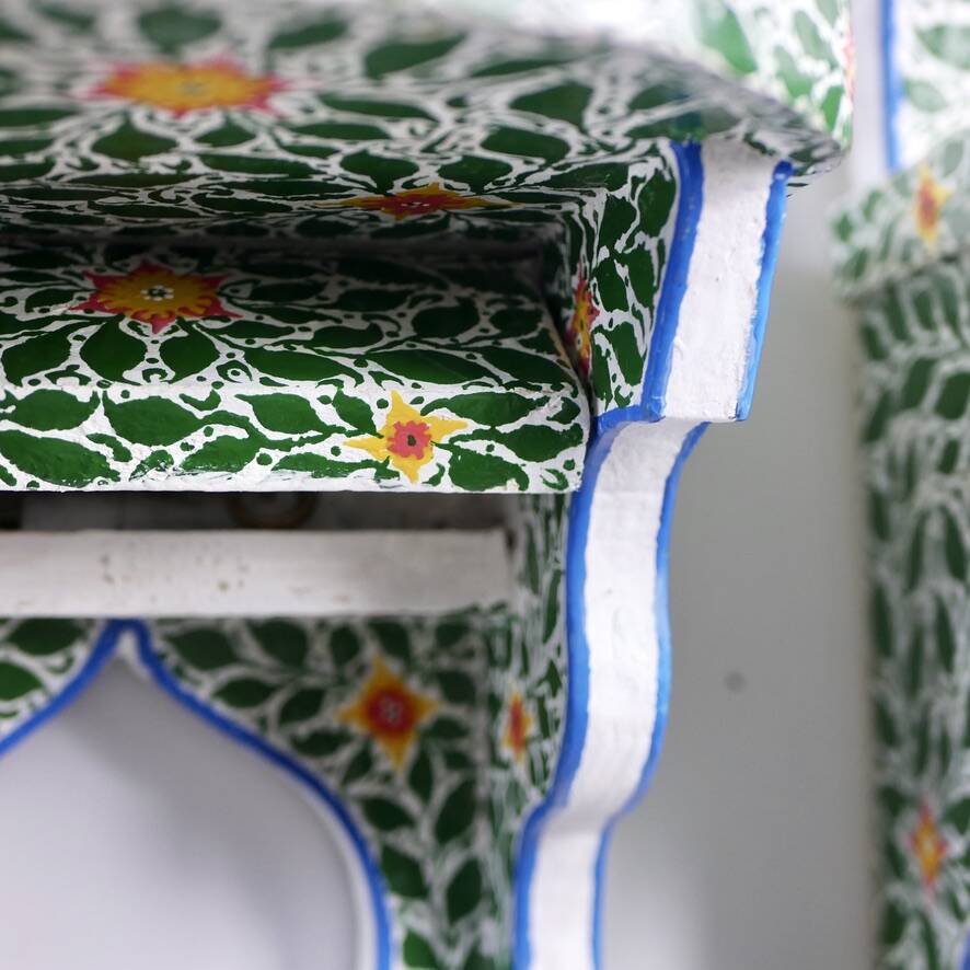 Pair of hand-painted Tunisian bedside tables or shelves