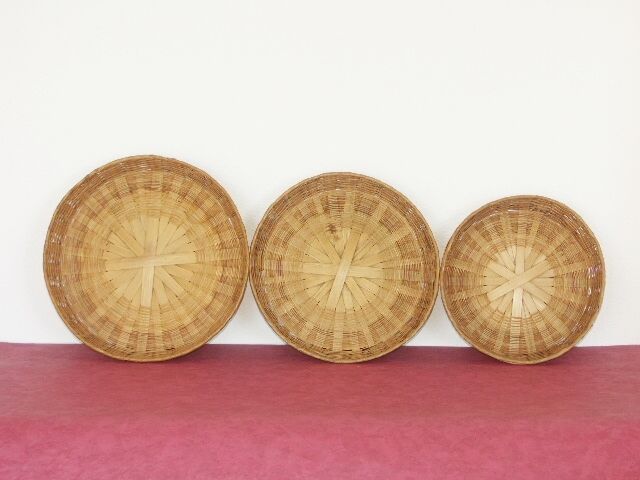 Lot 3 baskets gigogne in vintage rattan 70s/80s
