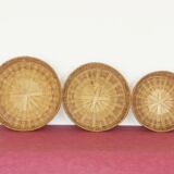 Lot 3 baskets gigogne in vintage rattan 70s/80s