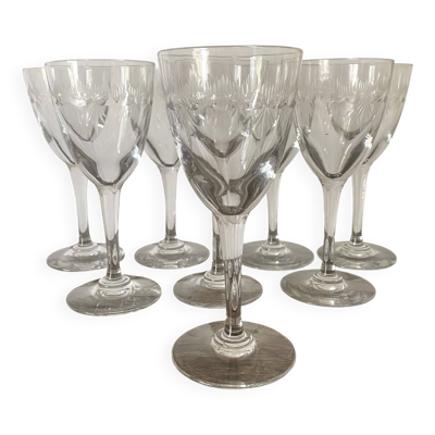 Verres à pied , verres  à vin en verre gravés