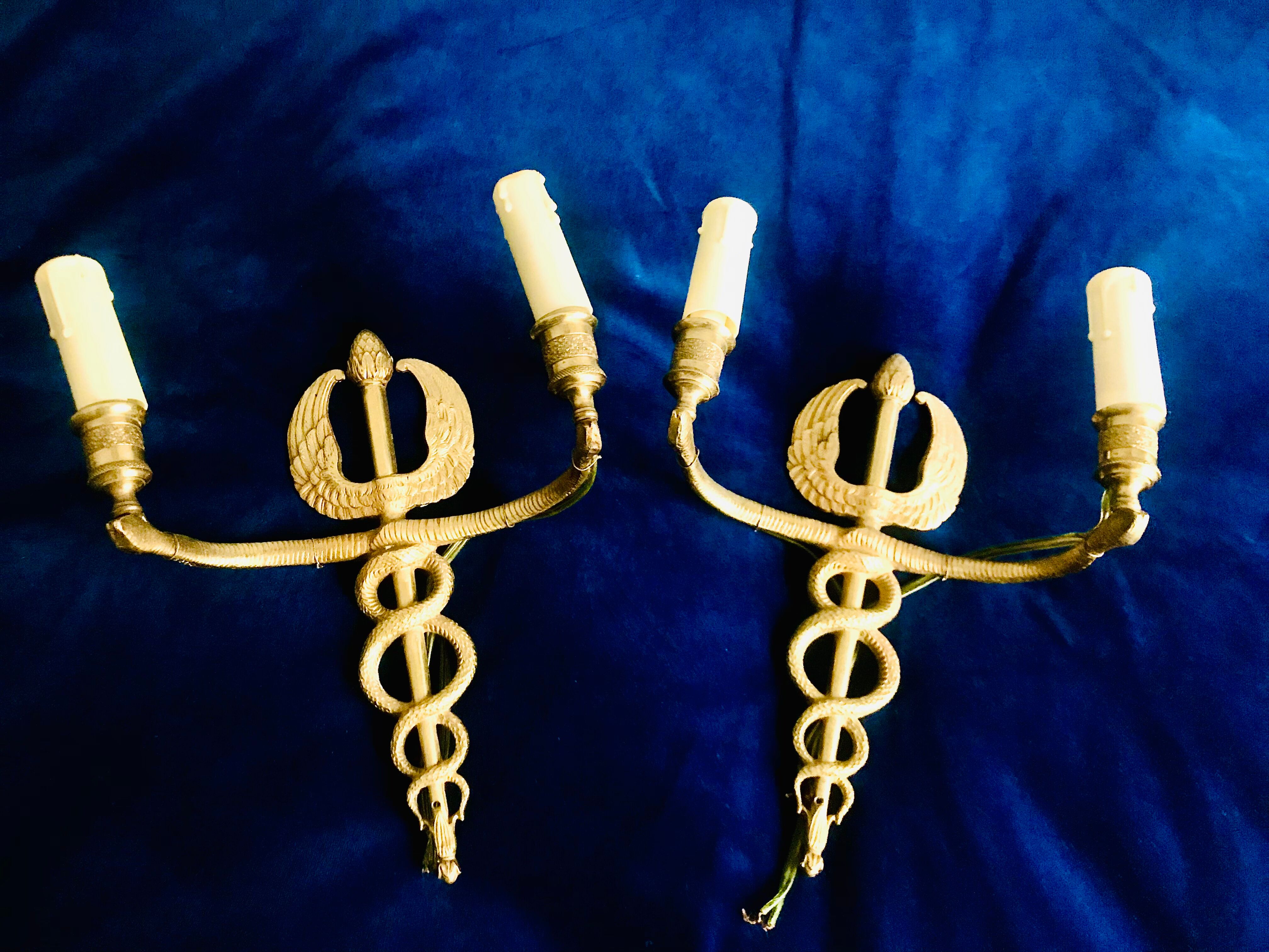 Paire d’appliques en bronze époque empire
