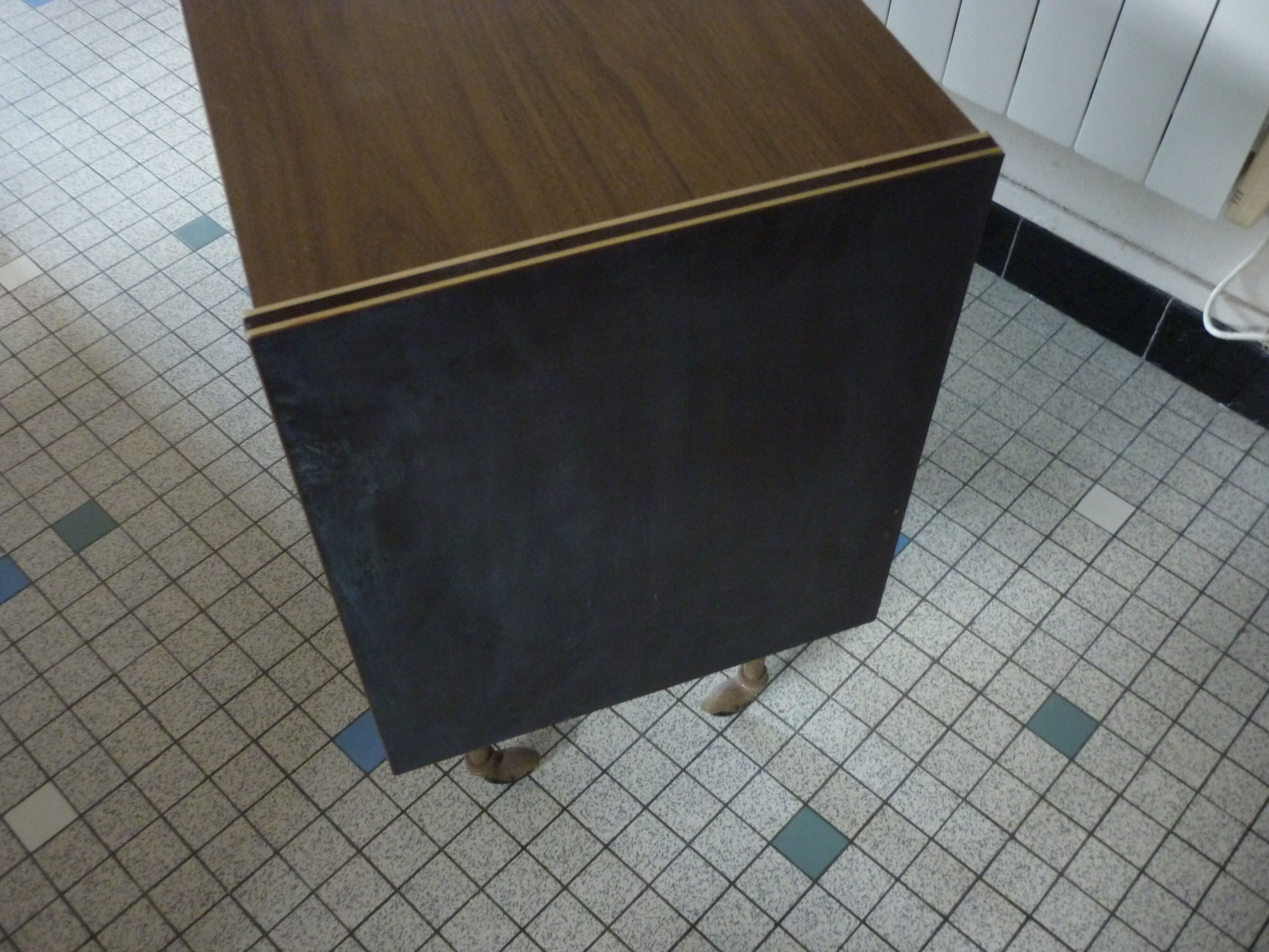 Furniture bar tv roulettes wood tackle 1970s