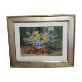 Tableau bouquet de fleurs aquarelle vintage