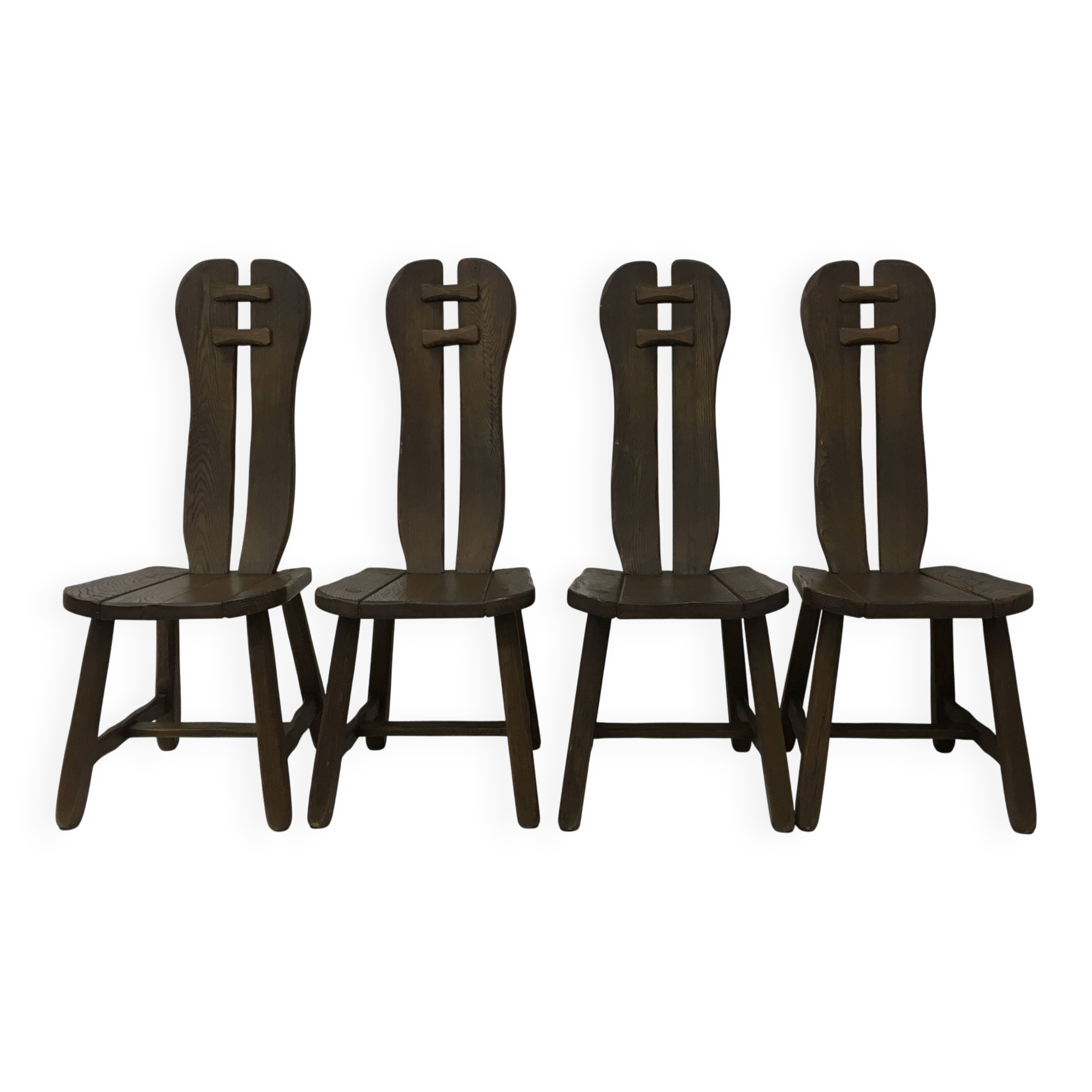 Set of 4 Belgian Brutalist Dining Chairs from De Puydt, 1970’s