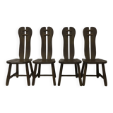 Set of 4 Belgian Brutalist Dining Chairs from De Puydt, 1970’s