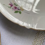 Set of 5 porcelain dessert plates pink and purple flowers