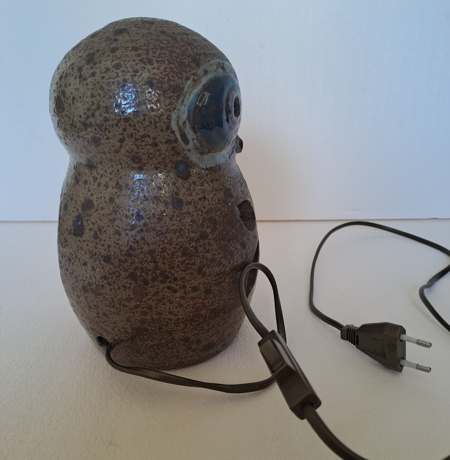 Owl lamp in stoneware from La Borne
