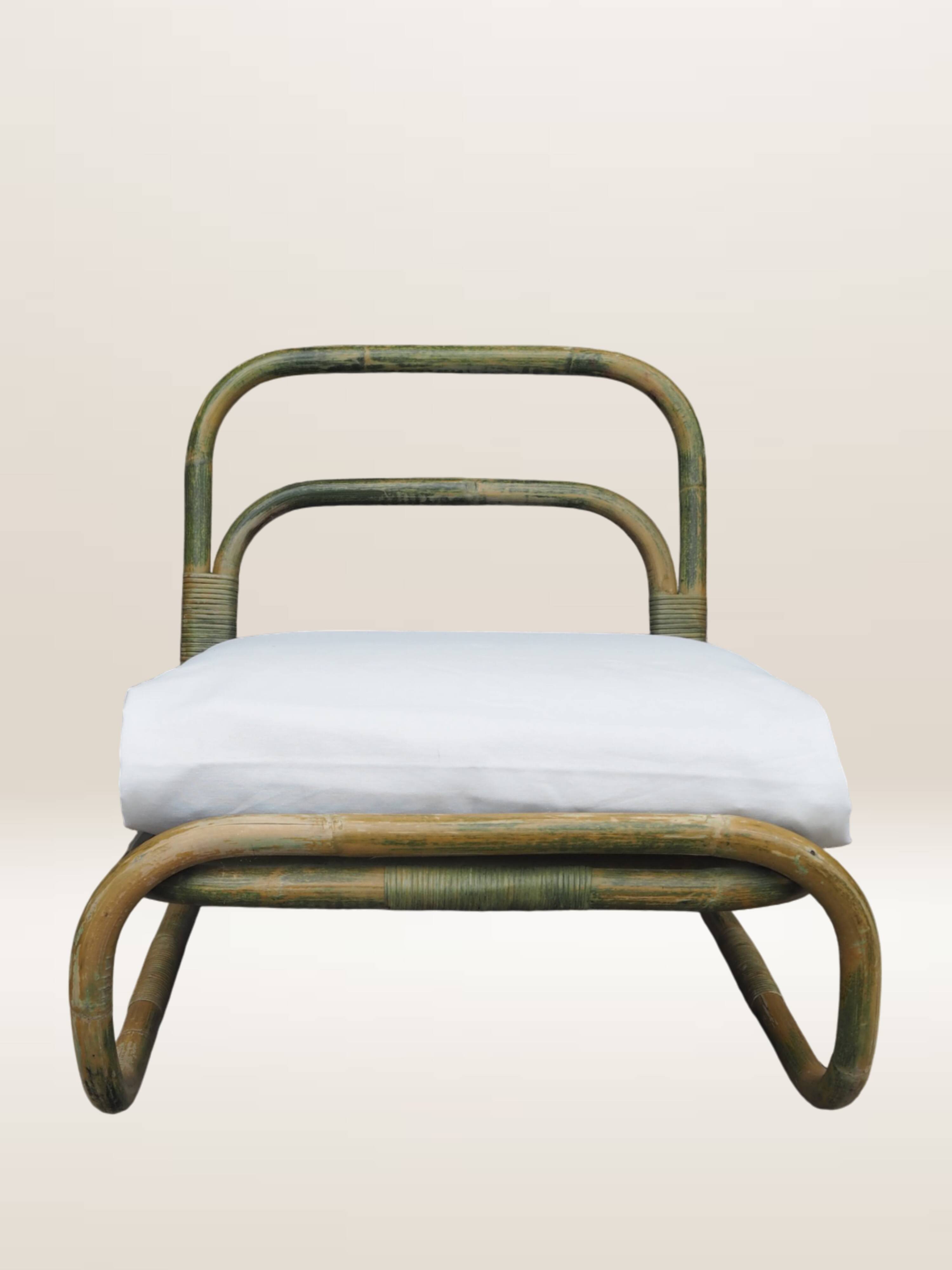 Pair of curved bamboo armchairs