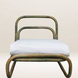 Pair of curved bamboo armchairs