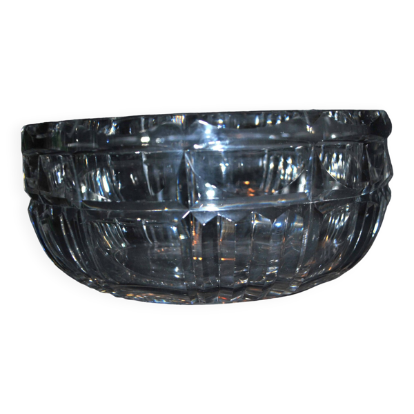 Coupe saladier en cristal taillé art deco biseaux décor géométrique 20cm