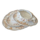 Set of 7 service pieces Moustiers - Ollérys - Painted ceramic