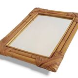 1960s Mid-Century Bamboo & Rattan Mirror in French Riviera Style