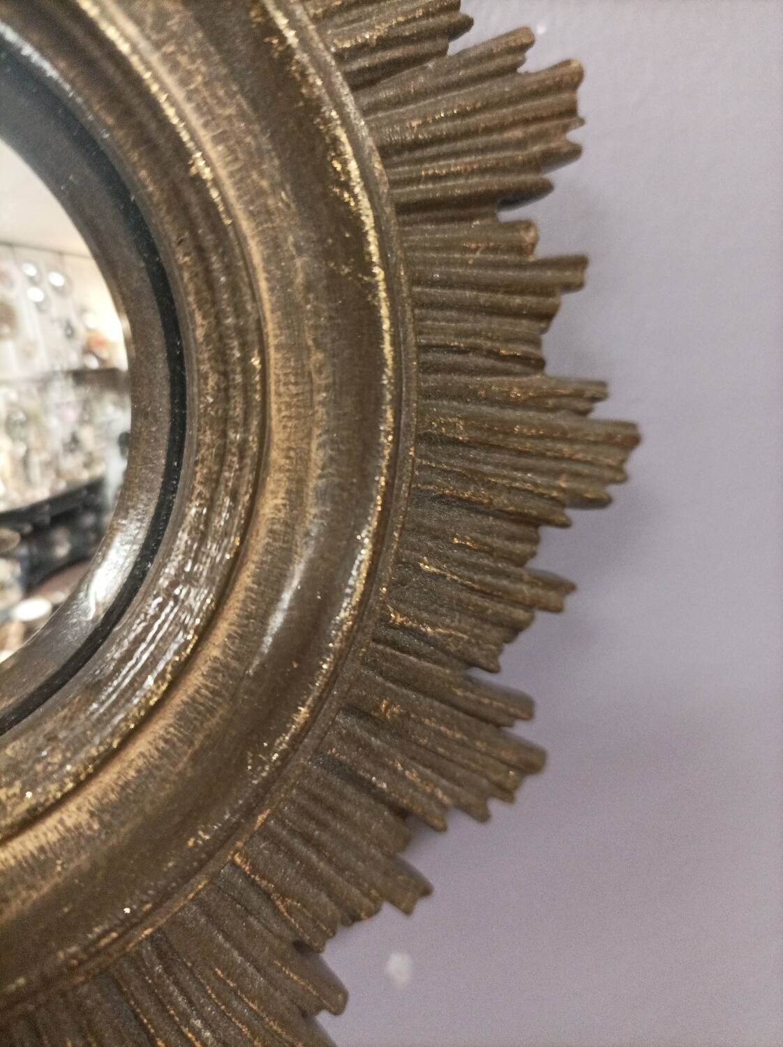 Antique golden sun convex mirror