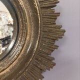 Miroir convexe soleil doré antique