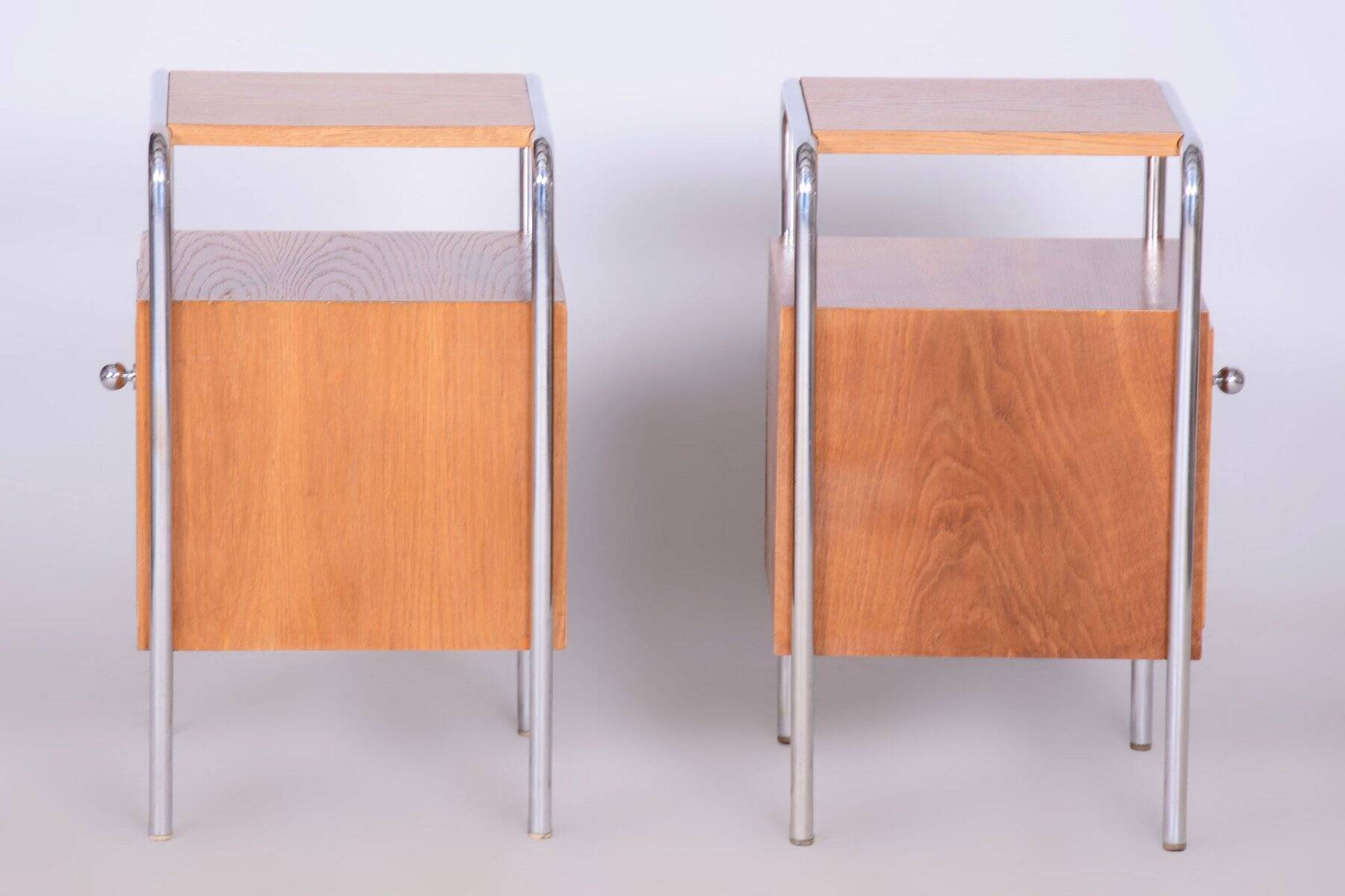 Bauhaus Chrome Bedside Tables attributed to R. Slezák, Former Czechoslovakia, 1930s, Set of 2