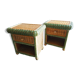 Pair of rattan and wicker bedside tables, 70s