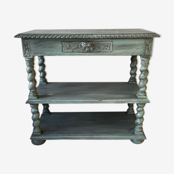 Console Louis XIV shabby chic - patine vert sauge