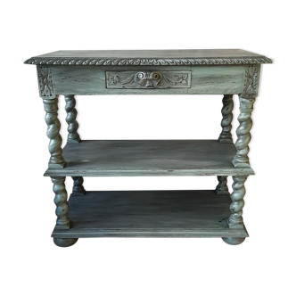 Console Louis XIV shabby chic - patine vert sauge