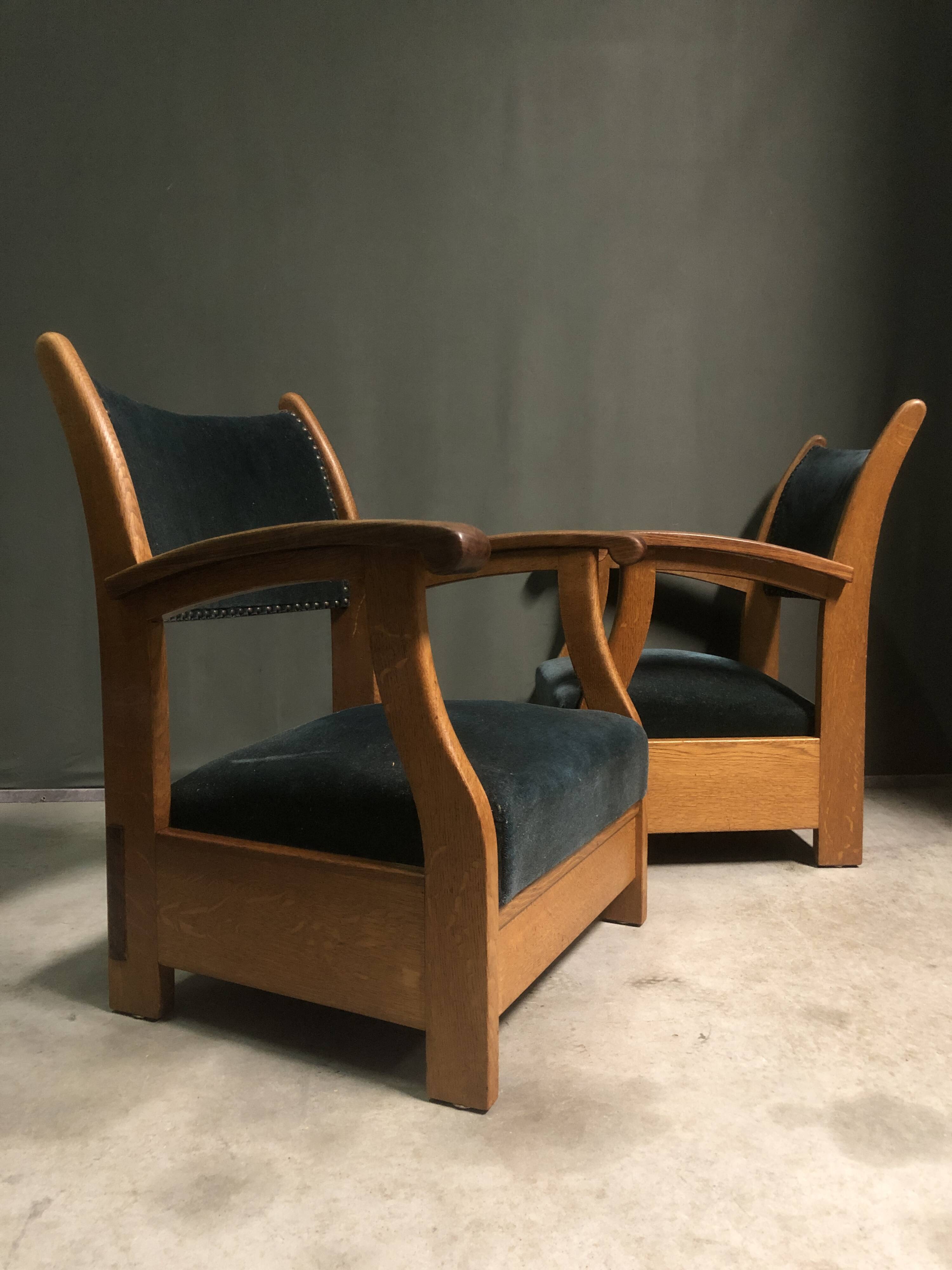Pair of 1930's Dutch lounge chairs