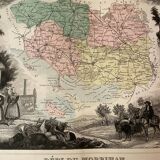 Old illustrated map of Morbihan.
