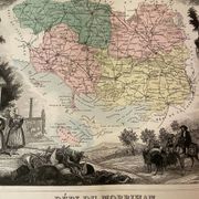 Old illustrated map of Morbihan.