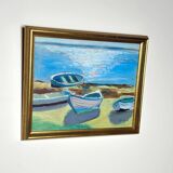 Original Mid Century Swedish Oil On Panel – “Harbor” By Lars Herder – Dated 1945 – Vintage & Framed – 45 × 37 Cm (17.7" × 14.6")