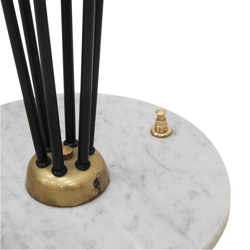 Mid Modern Stilnovo Floor Lamp, Black Iron & Marble, Italian Design, 1950s