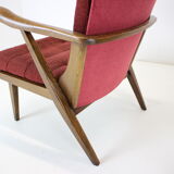 1960s pair of oak armchairs, czechoslovakia