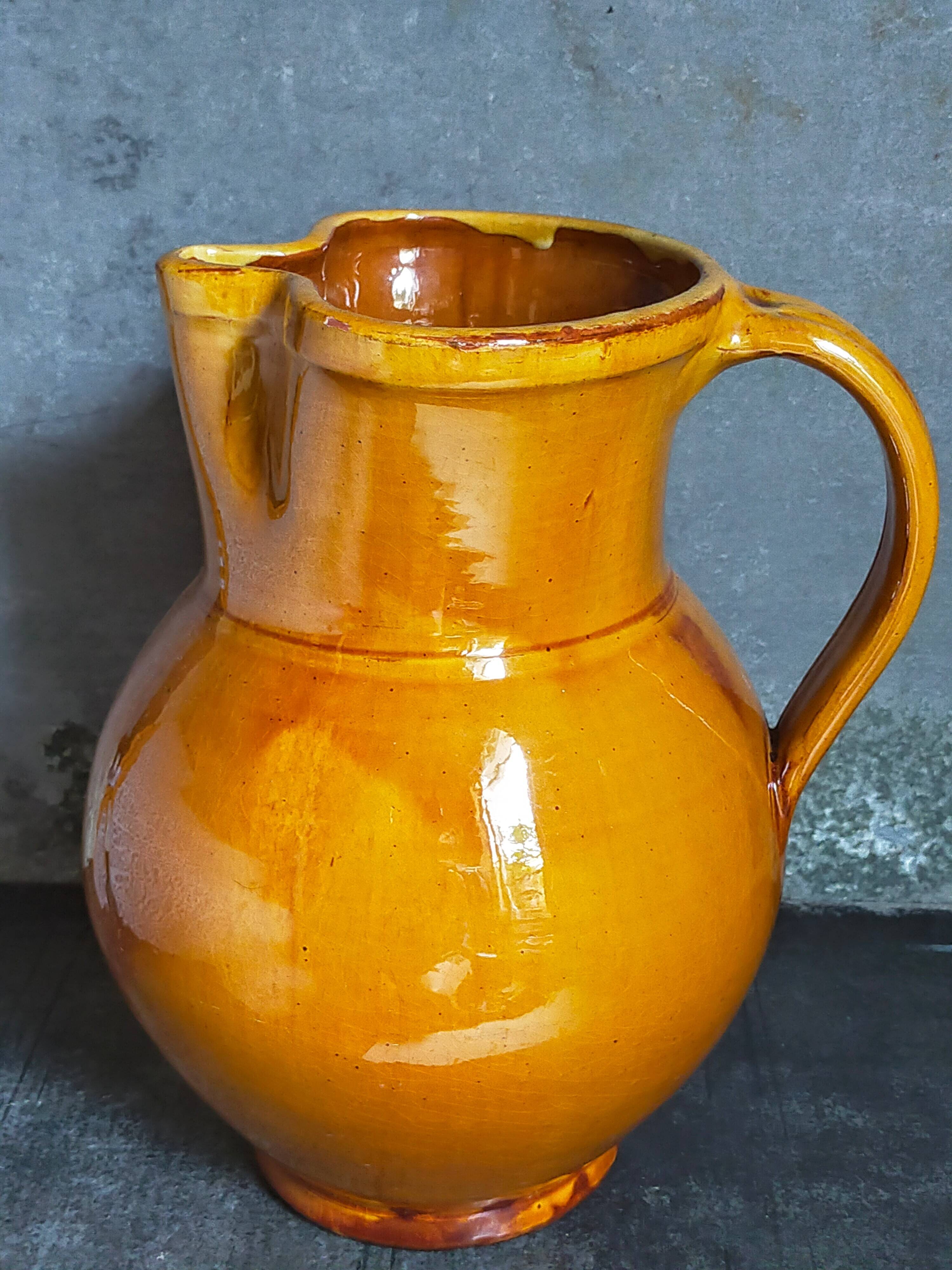XXL pitcher vintage Provencal pottery from Salernes