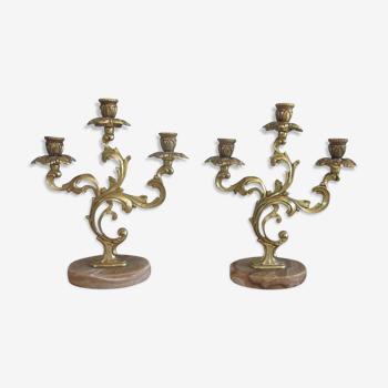 Paire de chandeliers bougeoir en bronze