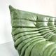 Canapé Togo en cuir vert attribué à Michel Ducaroy pour Ligne Roset.