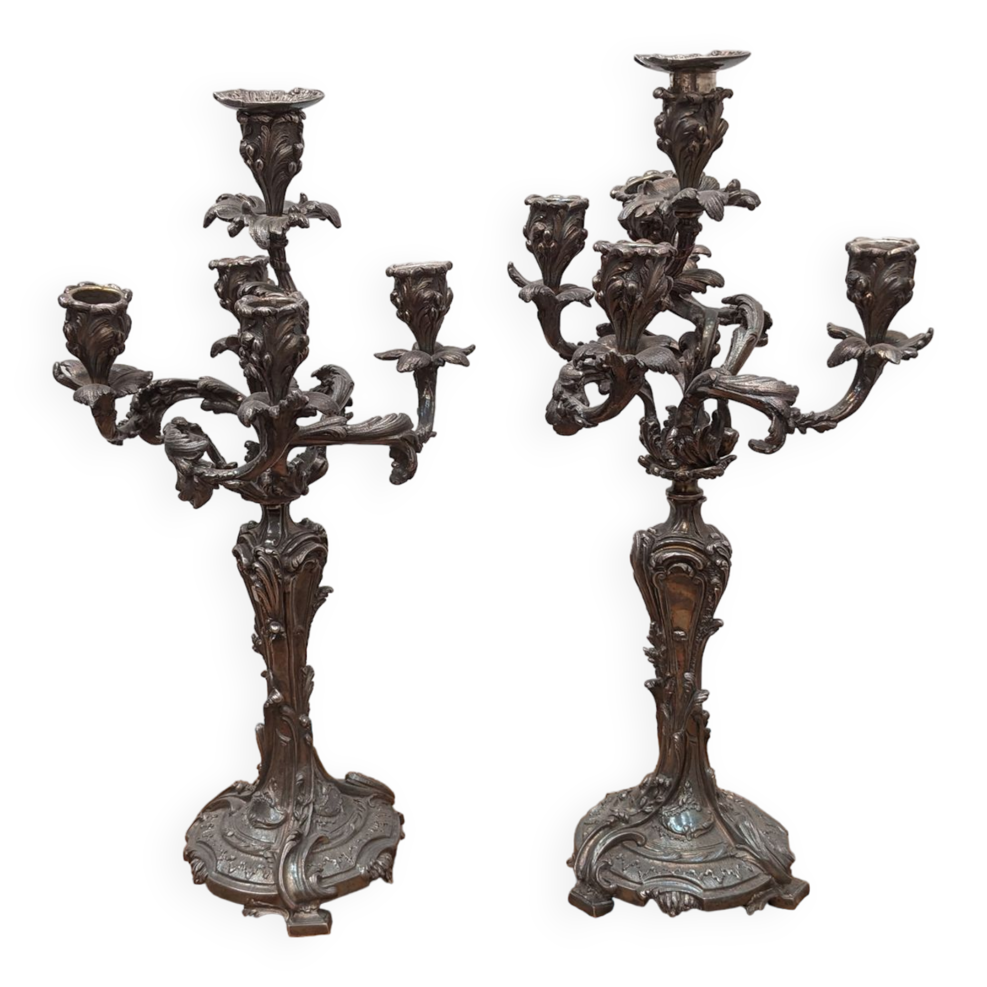 Silver metal candlesticks.